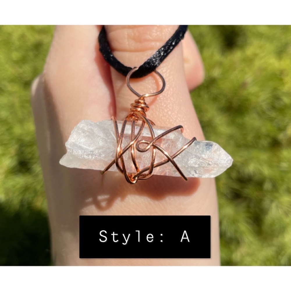 Clear Quartz Natural Point Wire Wrapped Necklace |  Hand Crafted | Crystal